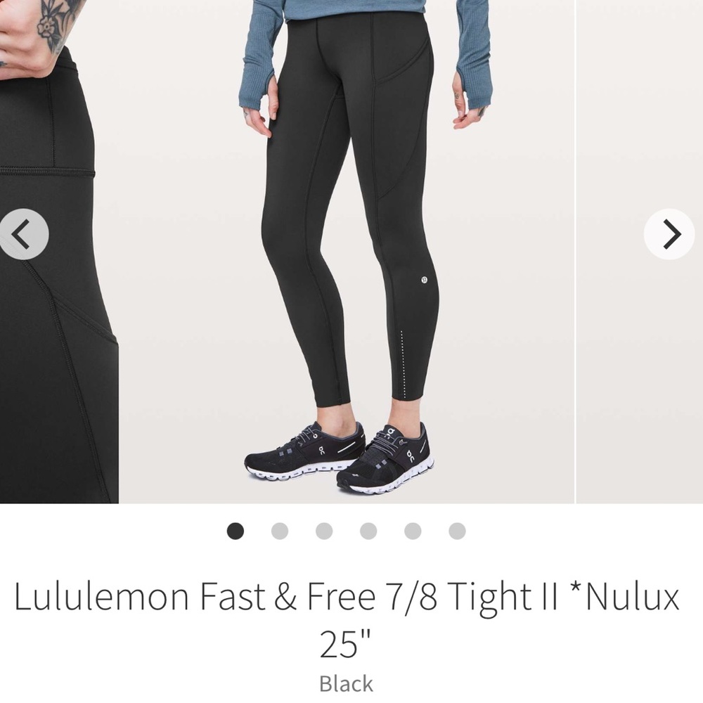 Lululemon Fast & Free High Rise 25” Black Leggings Size 6